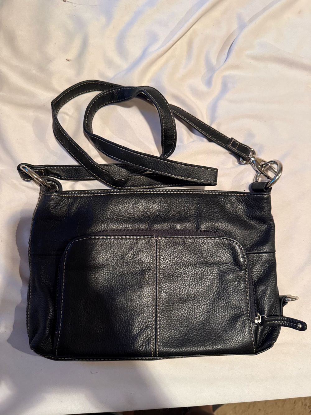 Tignanello Black Leather Crossbody Bag